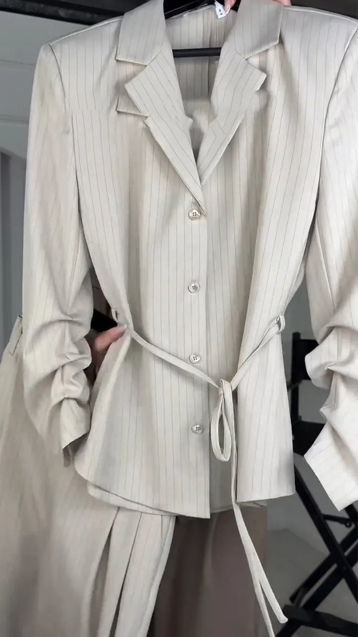 Womens Collar Jacket+ Pants Casual Suit