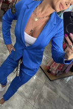 Women's Top Jacket & Elastic Pants Two-piece Set