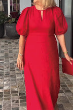 Women Summer Formal Linen Dress Solid color cotton and linen dress