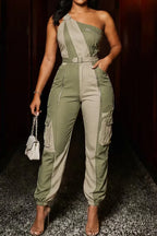 Women's Off Shoulder Tapered Leg Casual Jumpsuit