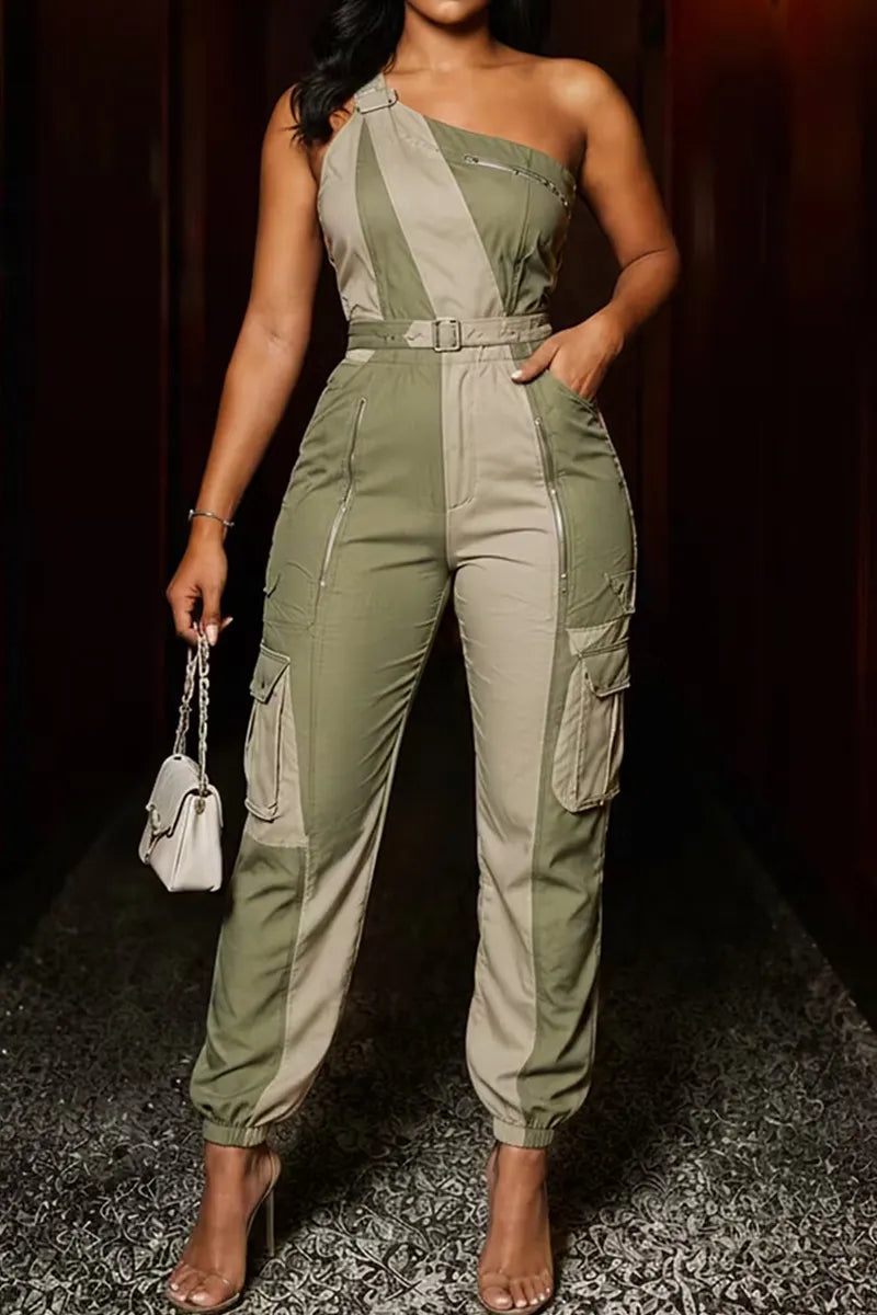 Women's Off Shoulder Tapered Leg Casual Jumpsuit
