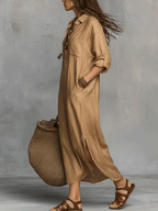 Bohemian Charm Casual Buttoned Dress