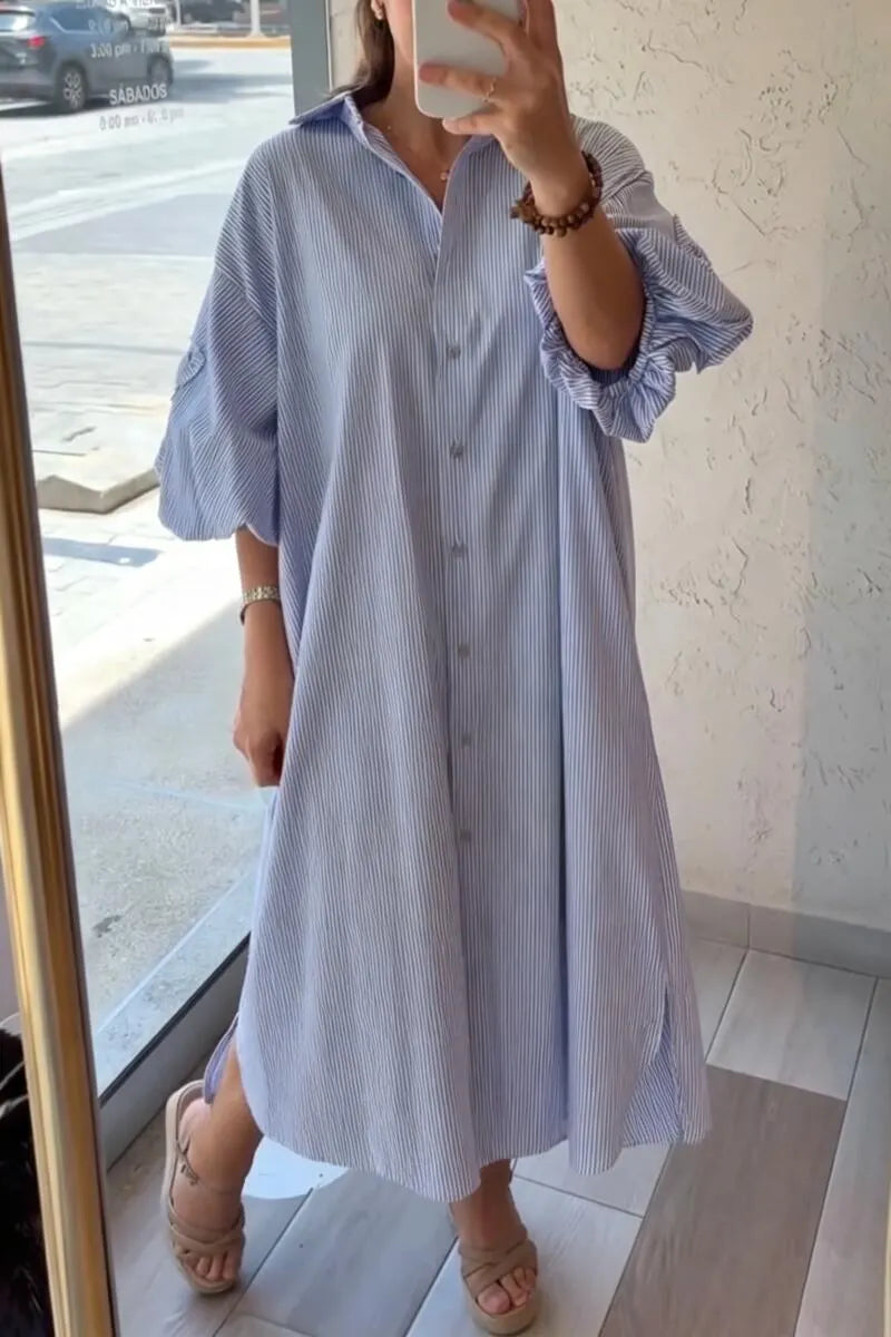 Women Loose Collared Casual Maxi Dresses