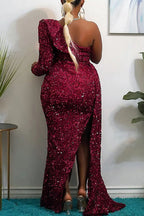 Women's Party Off Shoulder Sequin Maxi Dress