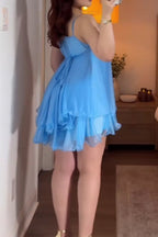 Women's Multi Layered Halter Neck Short Vacation Dress