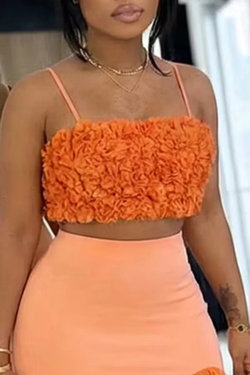 Women's Floral Strappy Party Top Or Fringed Skirt