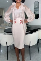 Women V-neck Elegant Temperament Top or Hip Hugging Skirt
