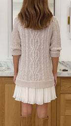 Women Round Neck Sweater Spliced casual Dress