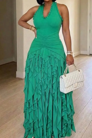 Women's Backless Strappy Long Party Dress