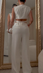 Women V-neck Top and Pants Stylish Casual Set