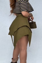 Women Irregular Solid Color Casual Half Skirt