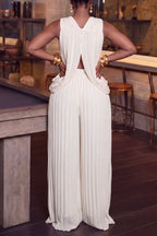 Women's Casual Loose Pleated Cami Pants Set