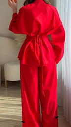 Women Round Neck Breasted Top and Pants New Chinese Casual Suit