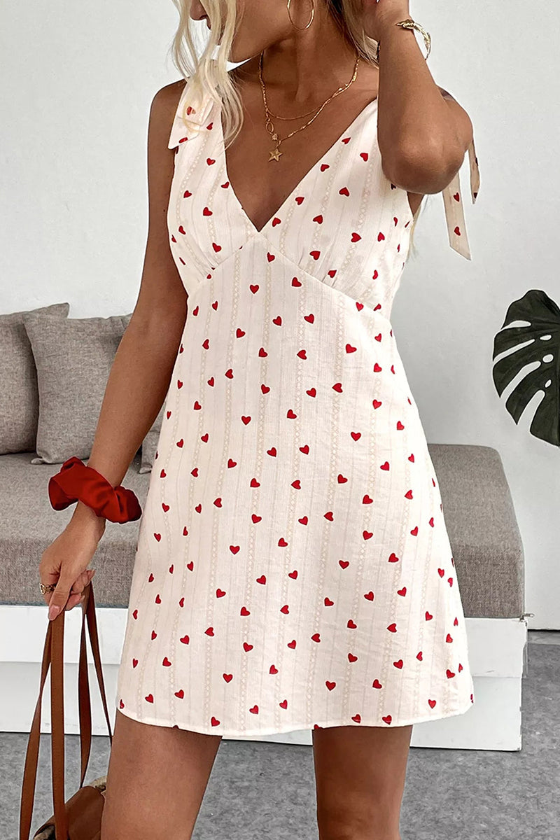 Women's Elegant Heart Print Short Dress
