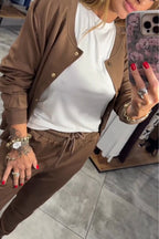 Women Breasted Cardigan + Pants Casual Set