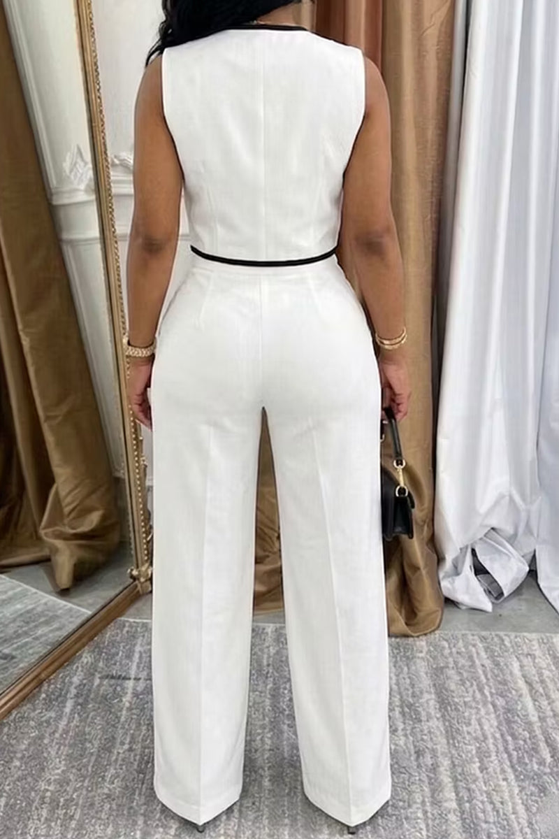 Women's Color Block Cropped Commuter Top Or Wide Leg Pants