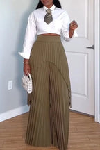 Women's Fashion Cropped Blouse or Double Layer Pleated Pants