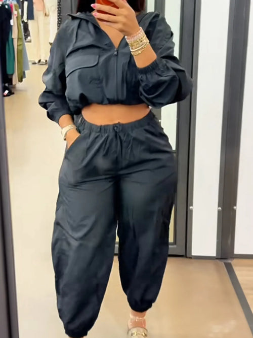 Hot Selling Women's Casual Drawstring Tops And Pants