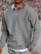 Men's Casual Long Sleeve Button Down Polo Shirt