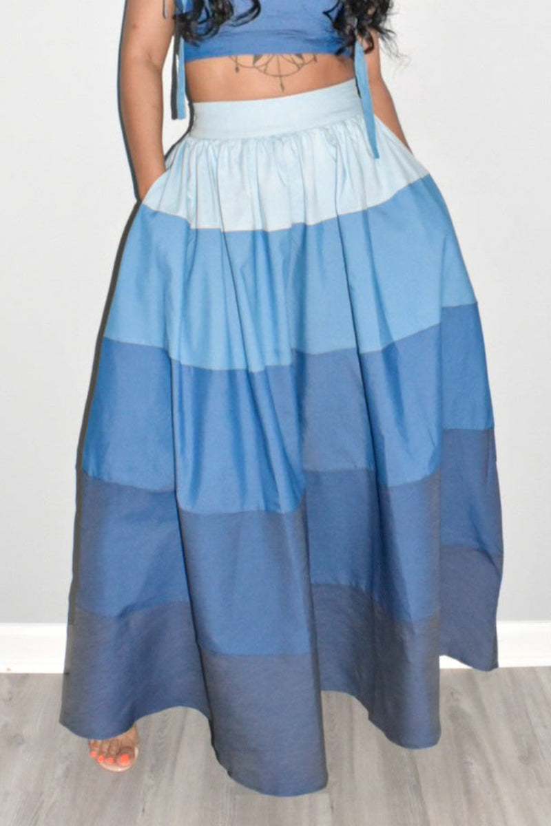 Women's Sweetheart Neckline Crop Top with Bow Straps or Ombre Tiered Skirt