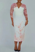 Women's Elegant Floral Lace Panel Dress