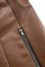 Women's Stand Collar Vintage Faux Leather Jacket