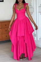 Women's Fashion Tiered Asymmetric Hem Maxi Dress