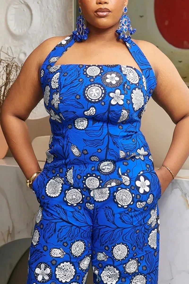 Women's Vibrant Ankara Print Halter Crop Top Or Flowy Pants