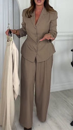 Womens Collar Jacket+ Pants Casual Suit