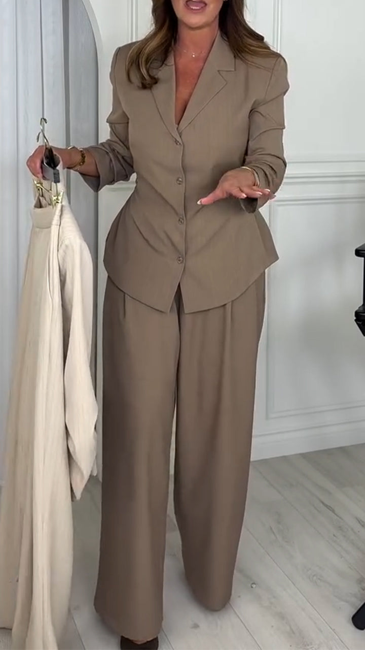 Womens Collar Jacket+ Pants Casual Suit