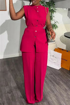 Women's Sleeveless Halter Crop Top and High Waist Balloon Pants Co-Ord