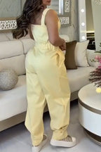 Women Buckle Strap Casual Jumpsuit