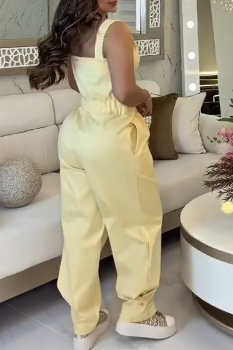 Women Buckle Strap Casual Jumpsuit
