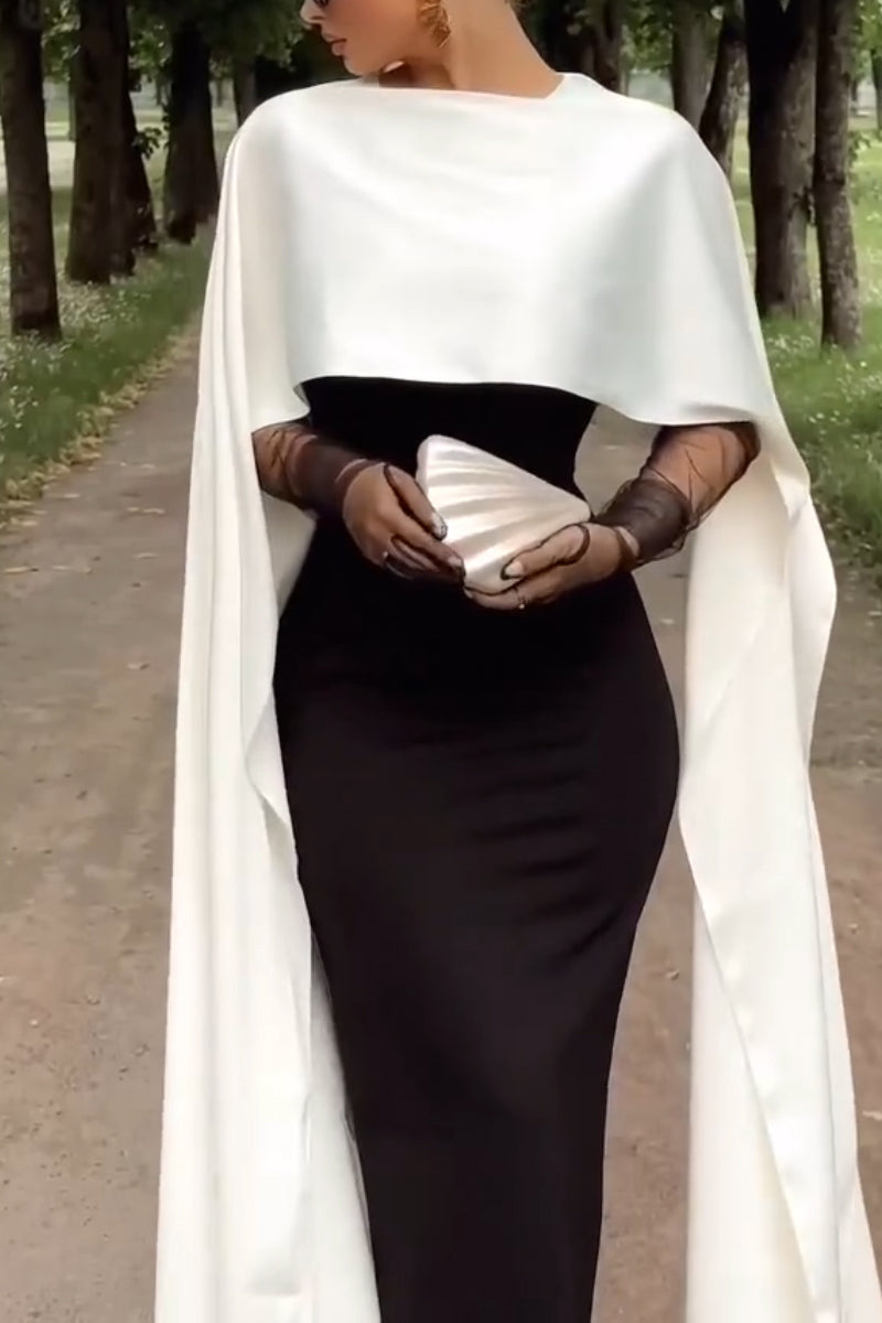 Women Elegant Camisole Slim Fit Dress+ Shawl Elegant Temperament Dinner Style Set