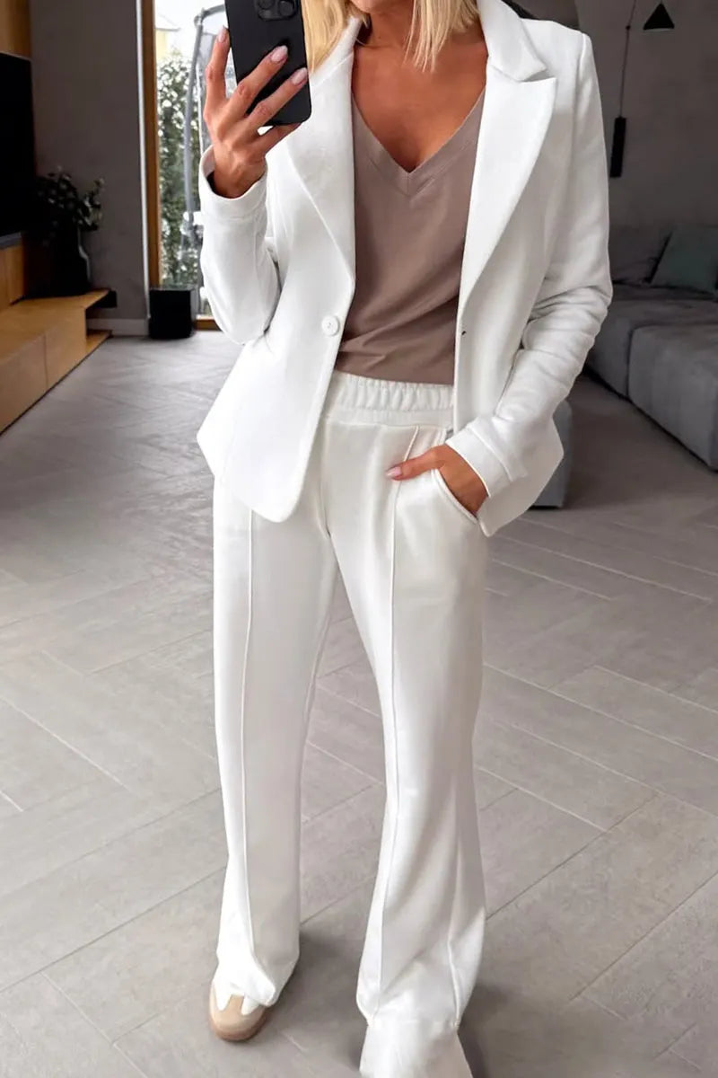 Women's Lapel Solid Color Commuter Suit