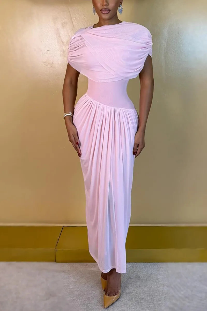 Women's Elegant Party Slim Fit Pleated Midi Dress