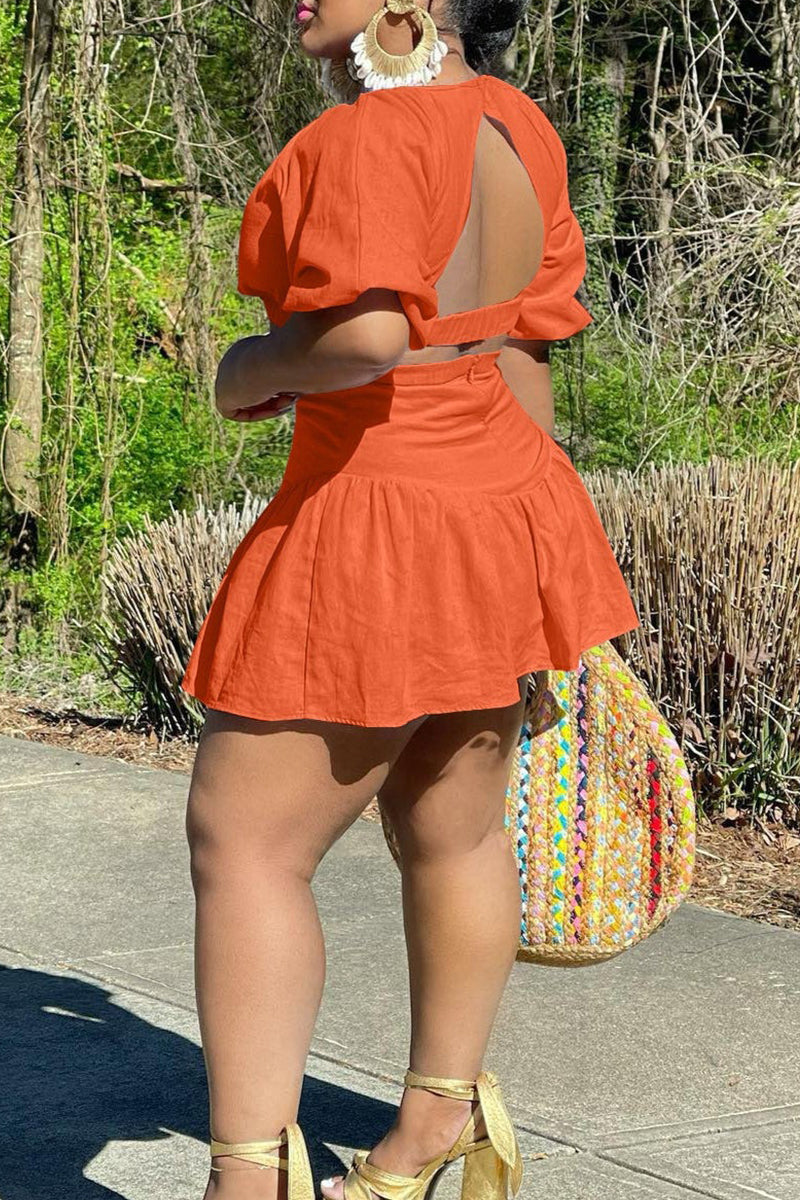 Women's Open Back Cropped Vacation Top Or Short Skirt