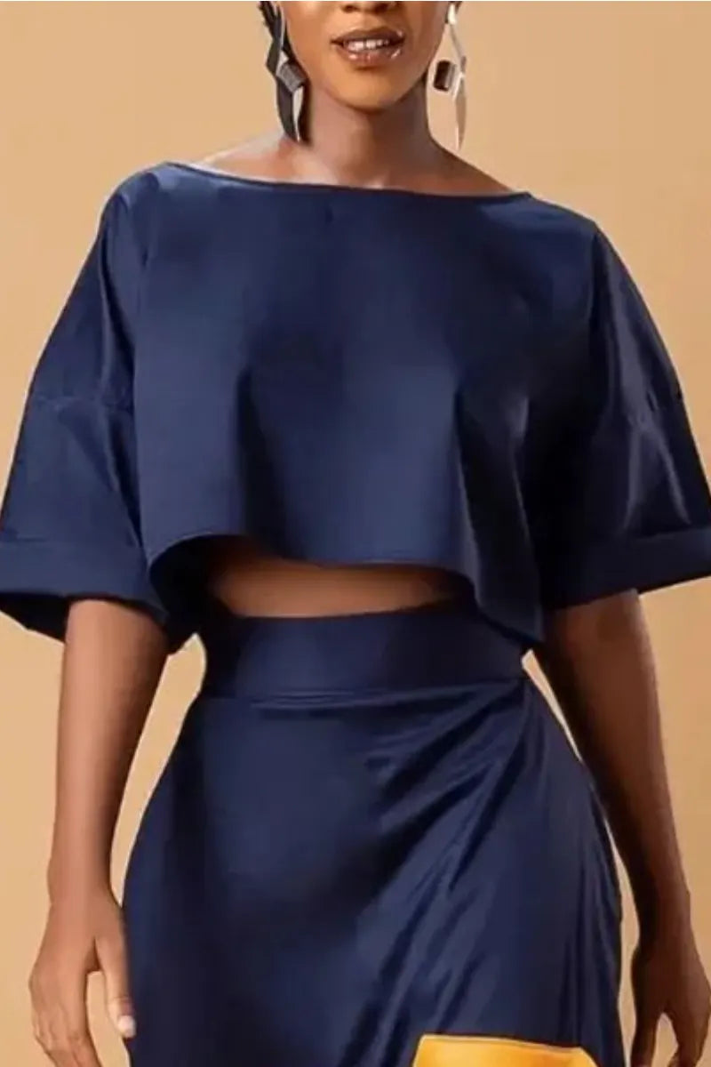 Women's Crop Top Or Maxi Skirt With Colorful Pocket Detail
