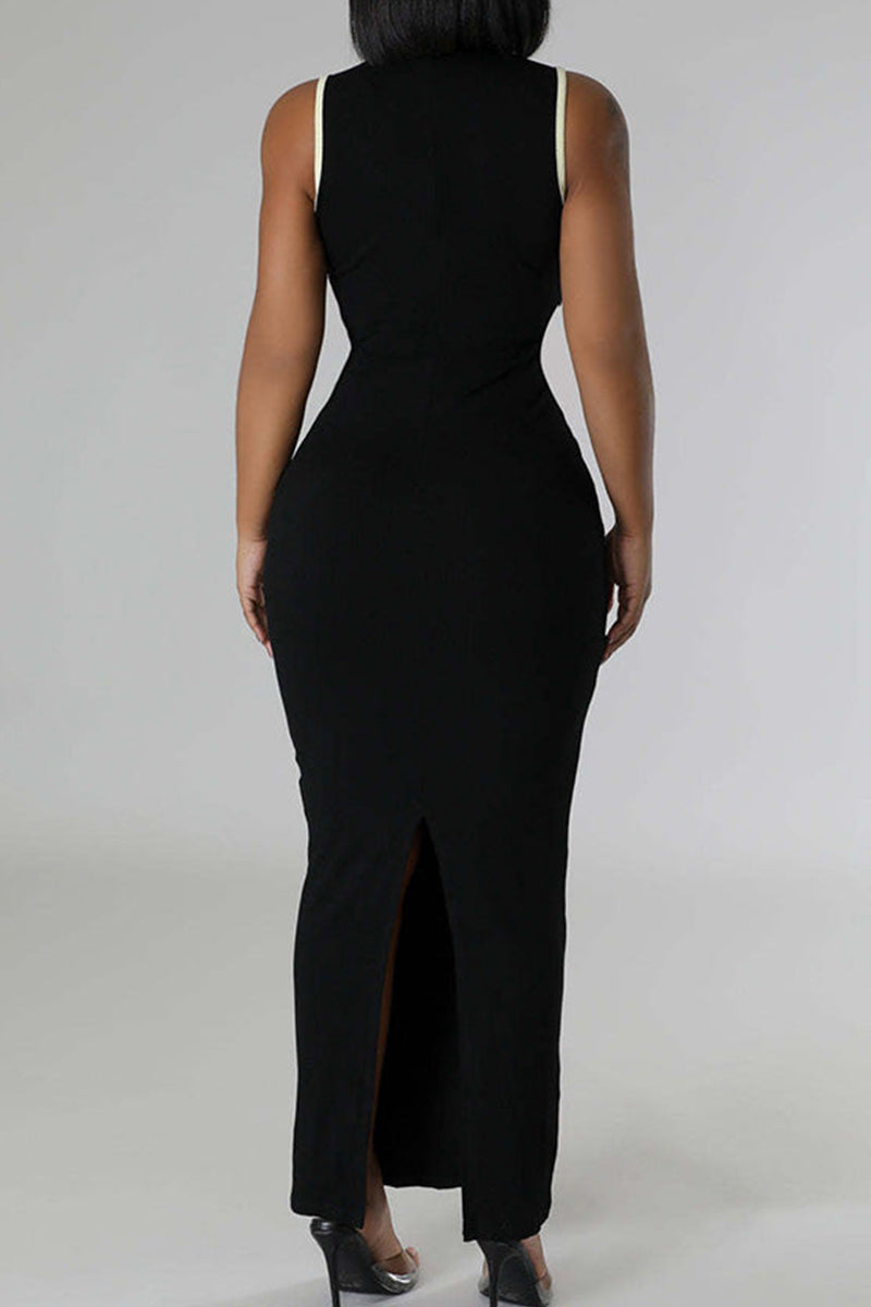 Women's Color Block Slim Fit Long Party Dress