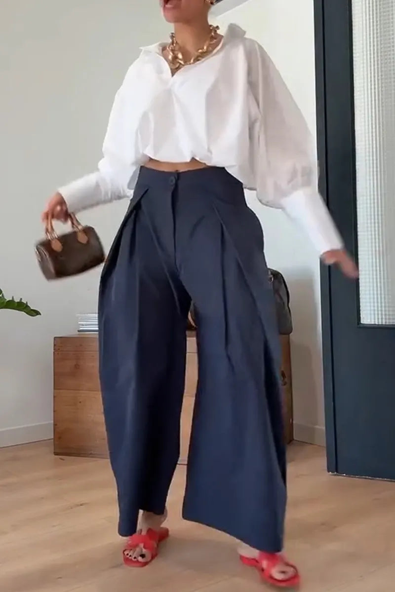 Women's Fashion Balloon Hem Blouse or Loose Pants