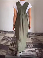 Relaxed Fit Cotton and Linen Suspender Dress