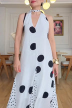 Women's Summer Bestseller Resort Polka-Dot Halter Dress