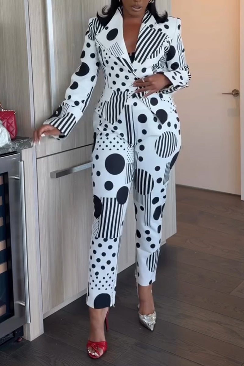 Women's Elegant Lapel Polka-Dot Blazer or Pants