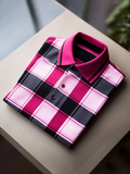 Men's Classic Business Logo Button Short Sleeve Polo Shirt