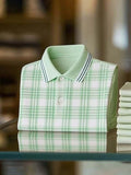 Men's Classic Business Logo Button Short Sleeve Polo Shirt