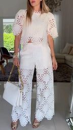 Women's Round Neck Hollow Leisure Holiday Suit
