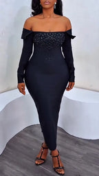 Women One Shoulder Diamond Tailored Elegant Temperament Dress