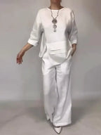 Women Stylish Plain Satin Three-pieces Set