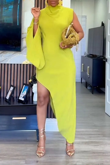 Women's Fashion One Sleeve Asymmetric Hem Dress