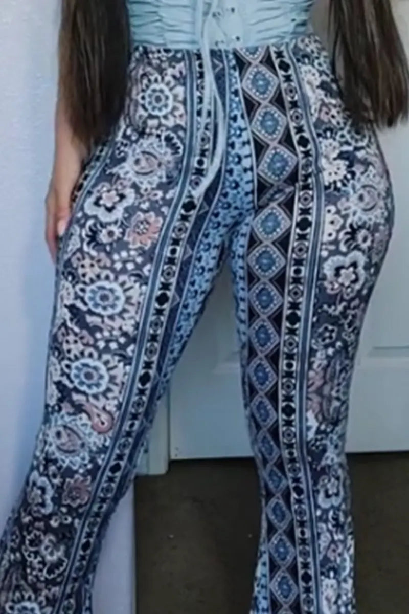 Women's Lace Up Pleated Vacation Jumpsuit Or Printed Skinny Jeans